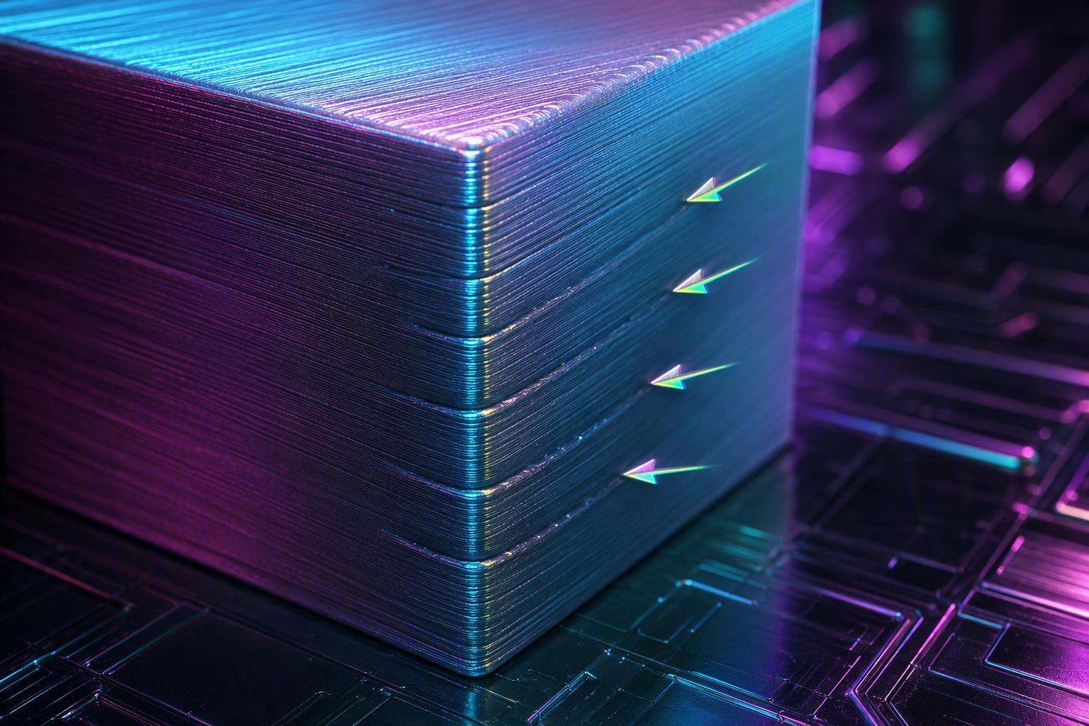 a close-up of a printed sharp-corner cube with the echo ripples behind the corner marked with arrows showing how the spacing