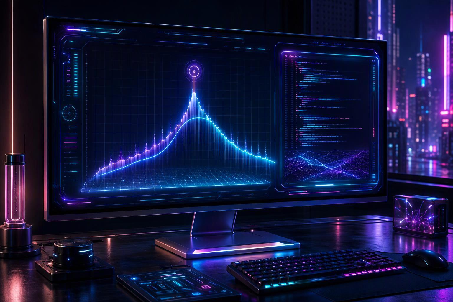 a Klipper frequency-response graph with the resonance peak marked and the shaper-adjusted curve overlaid, alongside the