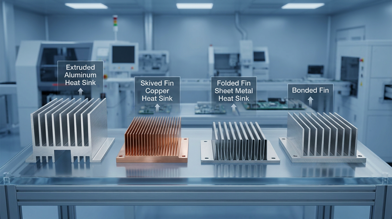 Extruded vs Skived vs Folded Fin vs Bonded Fin Heat Sinks Comparison