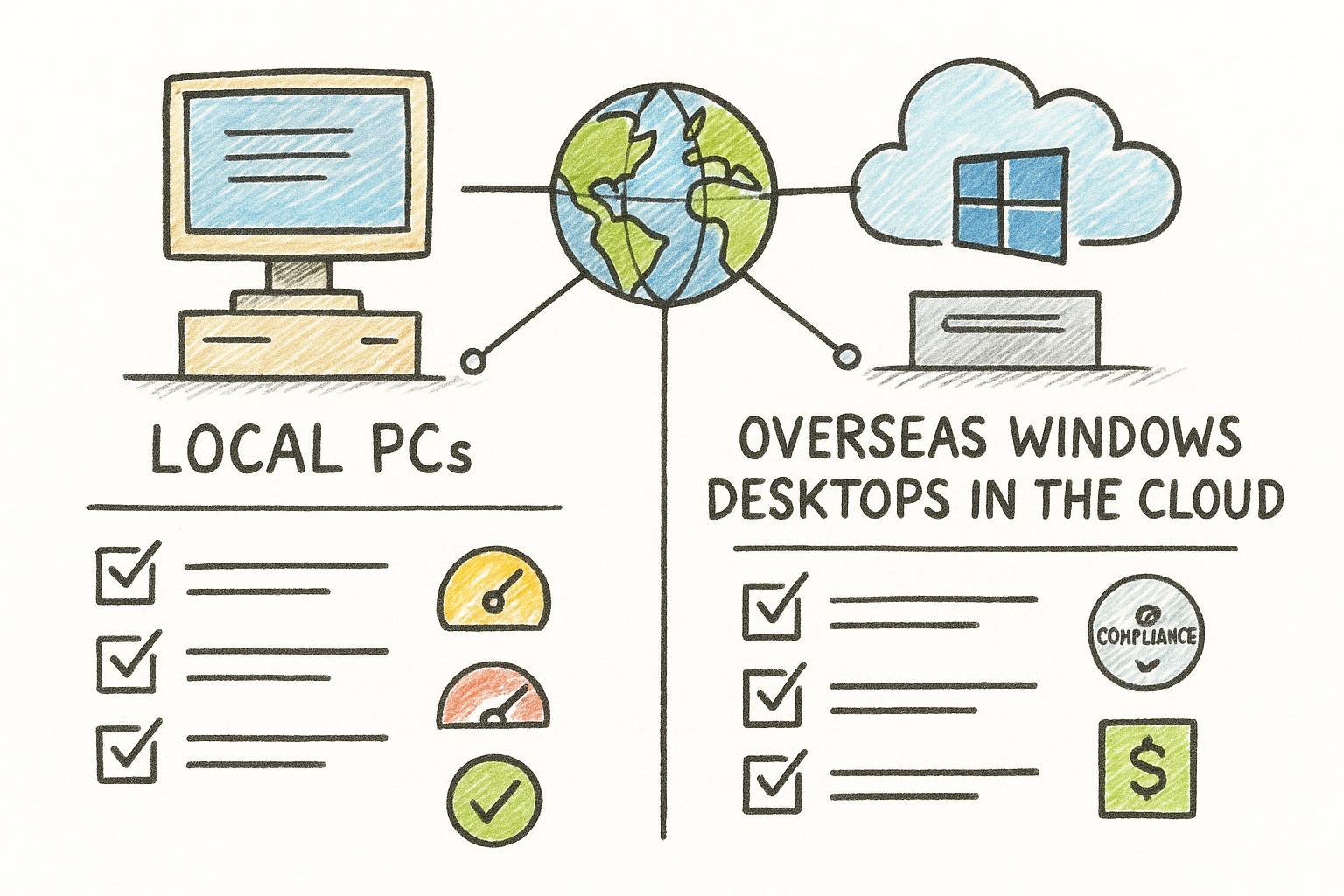 From Local PCs to Cloud-Hosted Windows Desktops: Decision Matrix