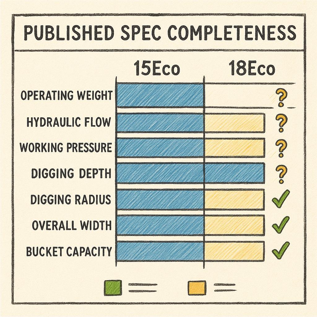 Sketch chart showing which specs are published vs not listed