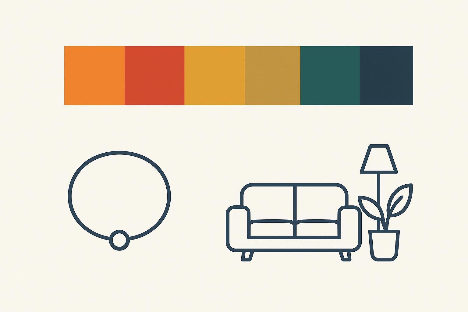 An infographic palette wheel with the Five Elements and a simple wear-vs-display decision flowchart
