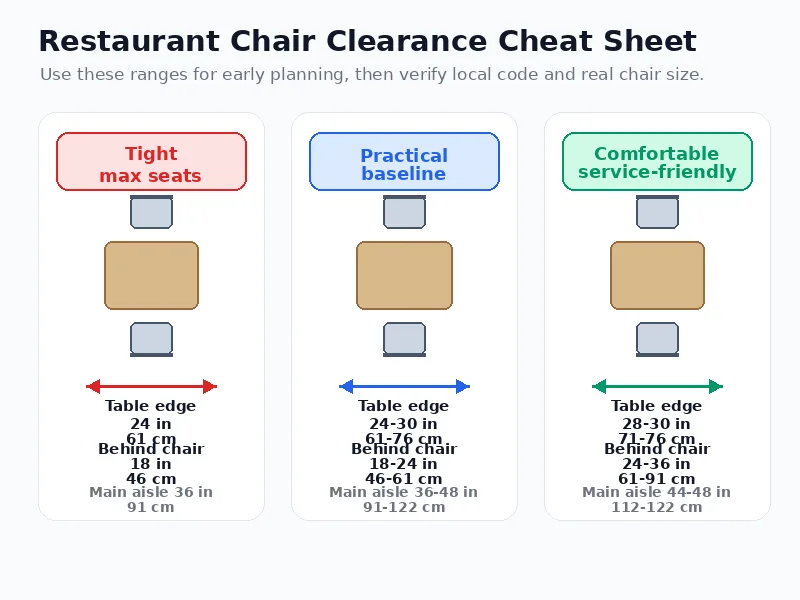 How Much Space Do Restaurant Chairs Need? Restaurant Chair Spacing, Table and Aisle Clearance Guide How Much Space Do Restaurant Chairs Need? Restaurant Chair Spacing, Table and Aisle Clearance Guide