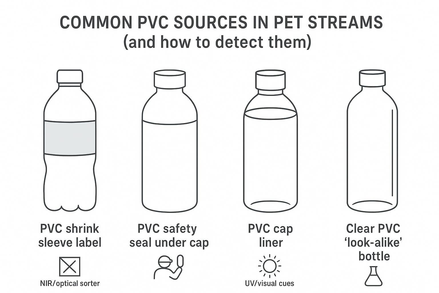 PVC contamination in PET recycling: how to detect it, stop it, and protect rPET quality | Elant Machinery Common PVC sources in PET streams and how to detect them