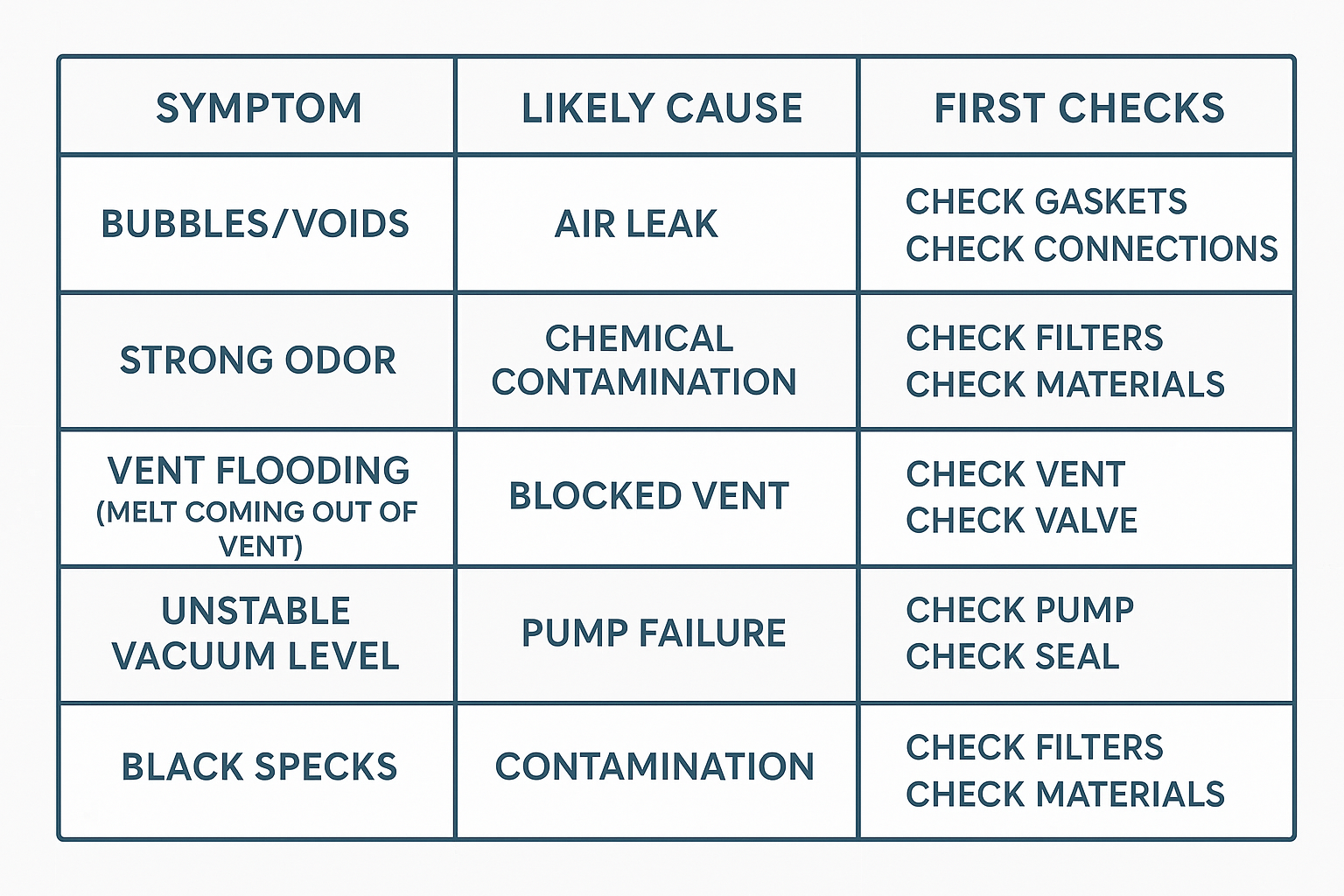 Degassing in the plastic pelletizing process: how it works and how to troubleshoot it | Elant Machinery Troubleshooting degassing problems in pelletizing: symptom, likely cause, first checks