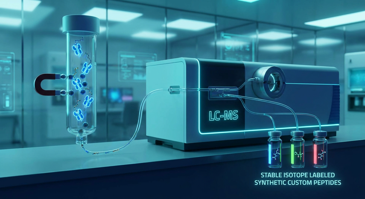 Thermo Fisher Immunopeptidomics Kit and Custom Peptide LC-MS Workflows Scientific Illustration