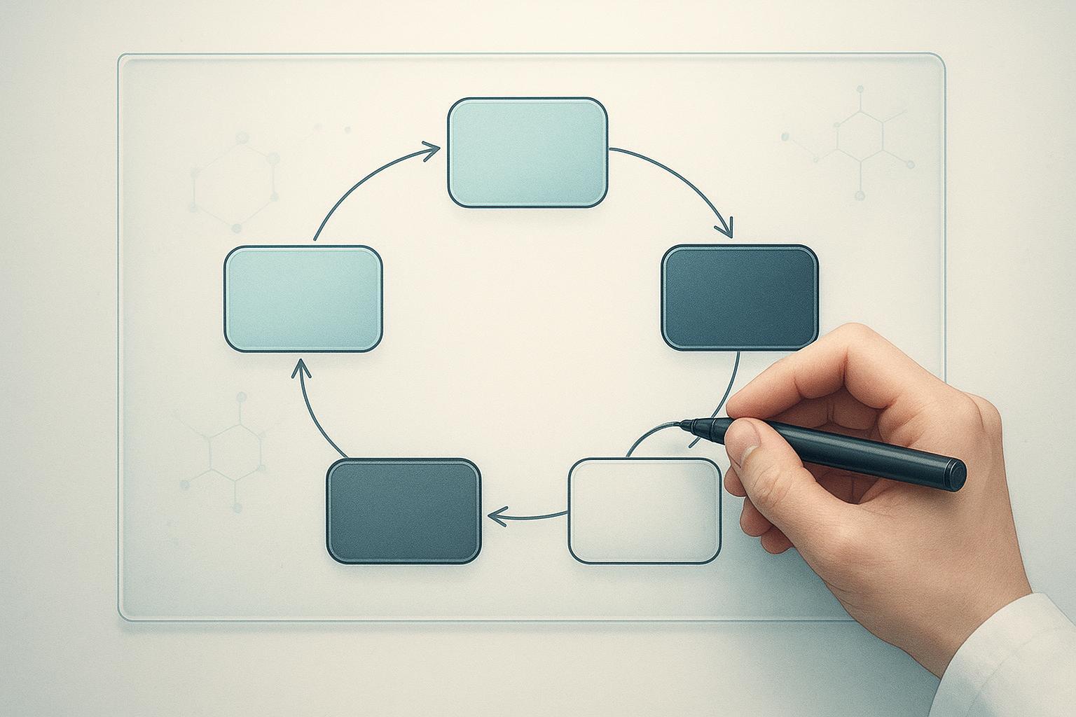 a five-step flow from question definition through redundancy audit, orthogonal method addition, impurity-map hypothesis testing, and limitation docume