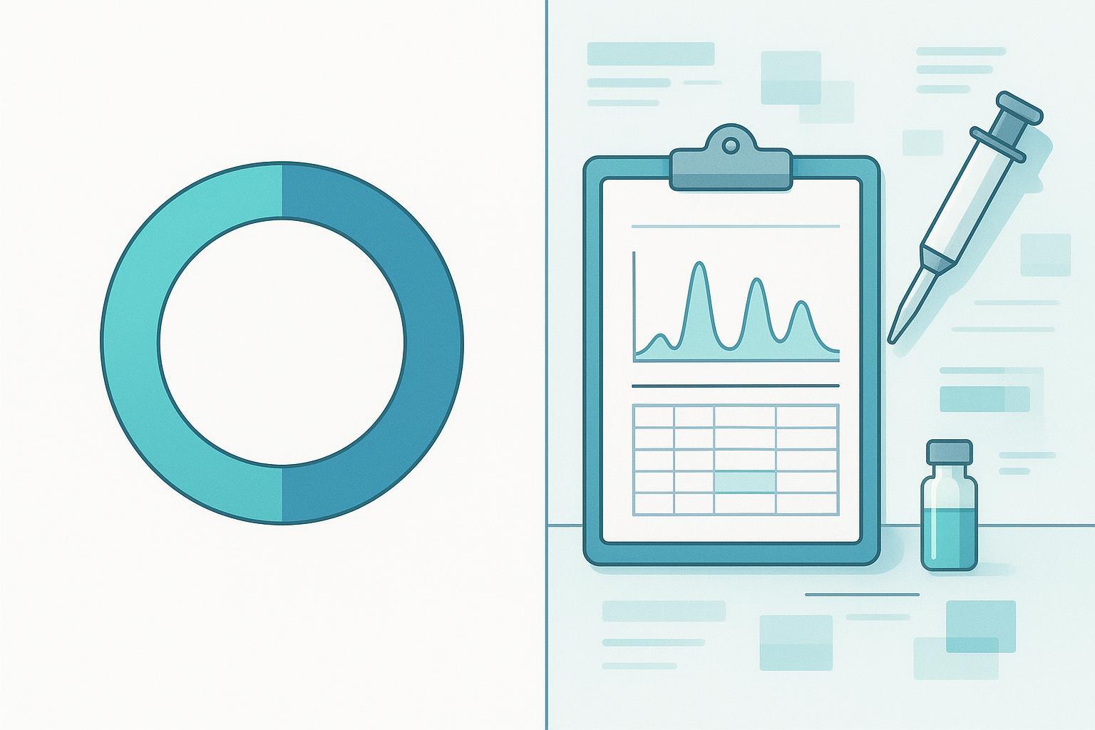 a side-by-side comparison of a bare purity claim against a full analytical package listing method parameters, chromatogram, peak table and orthogonal 