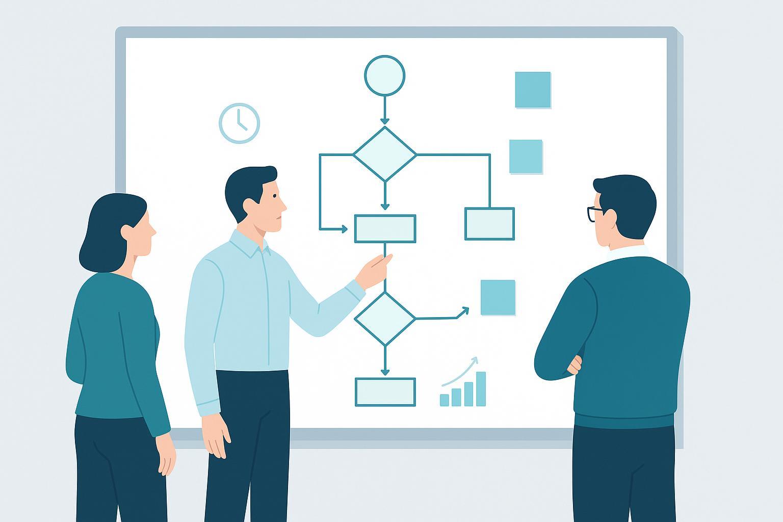 a five-step decision flow from writing acceptance criteria through scoring vendor responses to re-auditing the first delivered lot, with the measureme