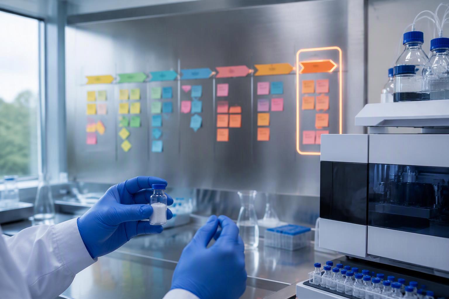 a dated timeline from the 2021 Peptide ANDA guidance through FDA Modernization Act 2.0, the 2024 ICH Q2(R2) effective date, ISTAND becoming permanent 