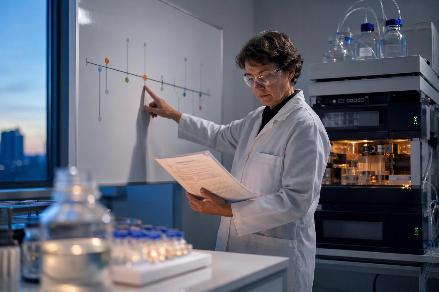 a horizontal October 2026 timeline marking 1 Oct E2B(R3) guidance, 2 Oct pirtobrutinib, 7 Oct tucatinib, 8 Oct atezolizumab