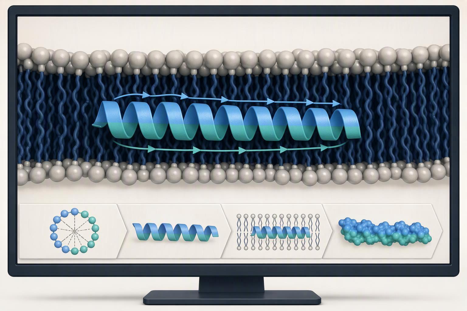 a labeled schematic of the melittin sequence showing the hydrophobic N-terminal segment and the polar cationic C-terminal
