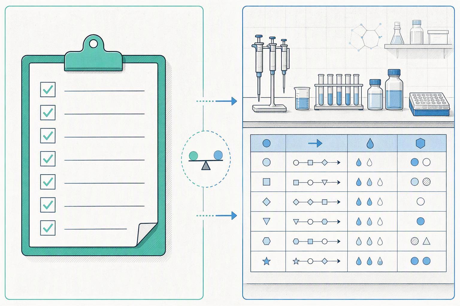 a two-column comparison showing a category-level assumption on one side and a product-specific assessment on the other, with