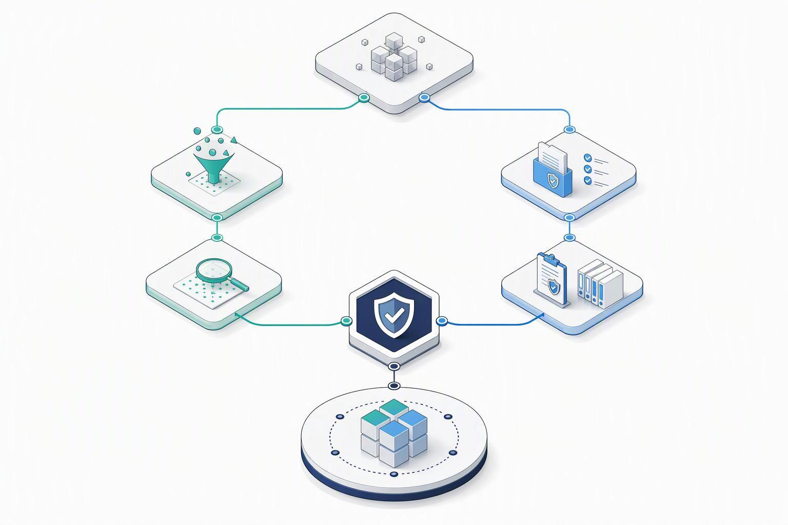 a two-path decision tree: commodity screening supply on one branch and development-grade supply with documentation on the