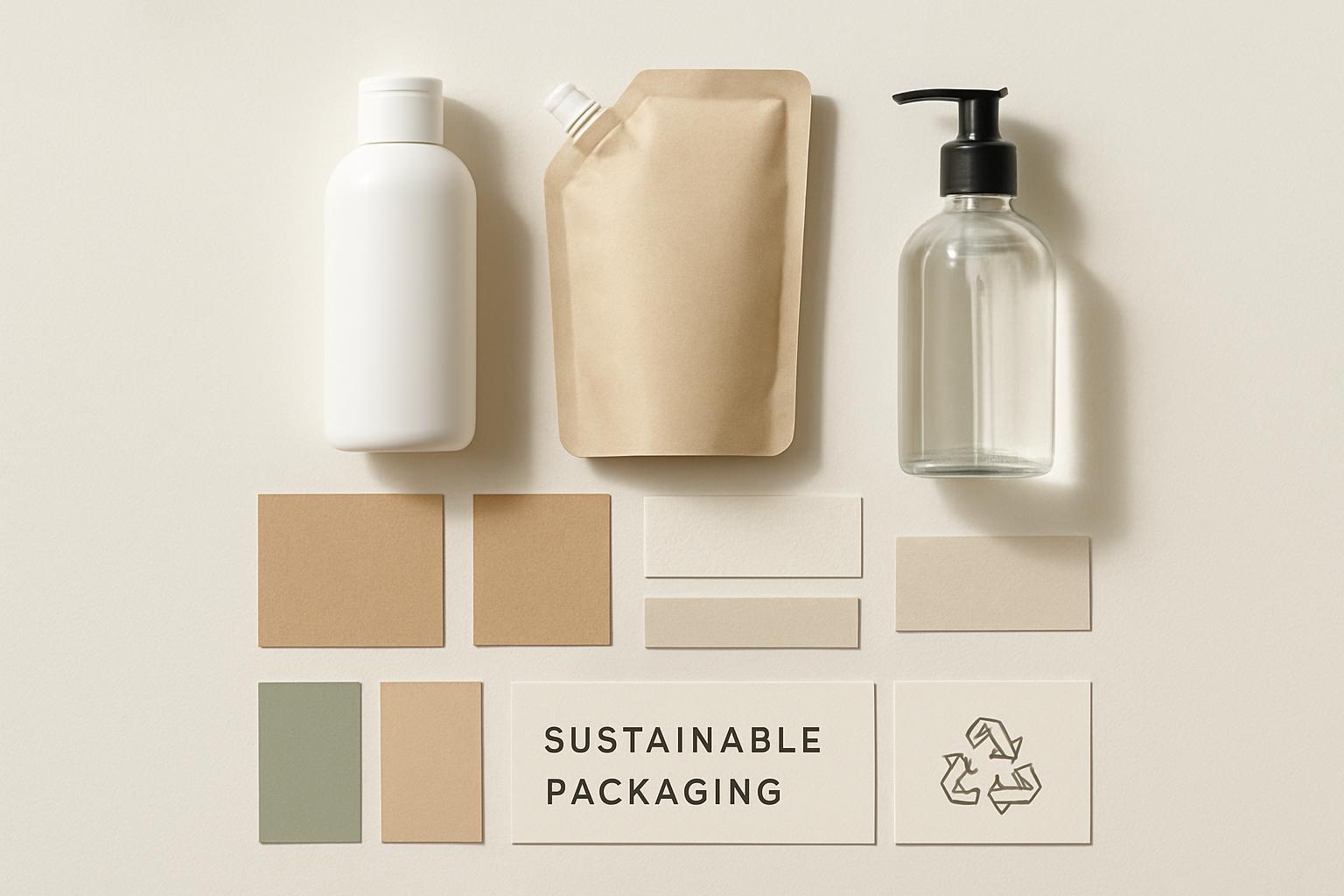 Sustainable packaging moodboard for shampoo and conditioner bottles