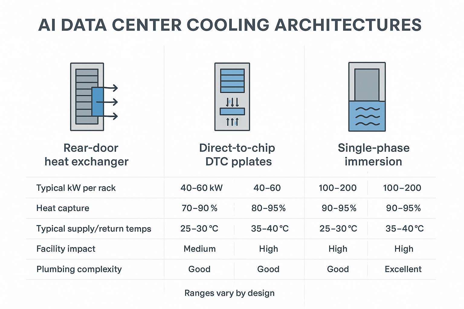 Flowchart of a brownfield liquid cooling retrofit from pilot pod to scaled rollout with risk controls