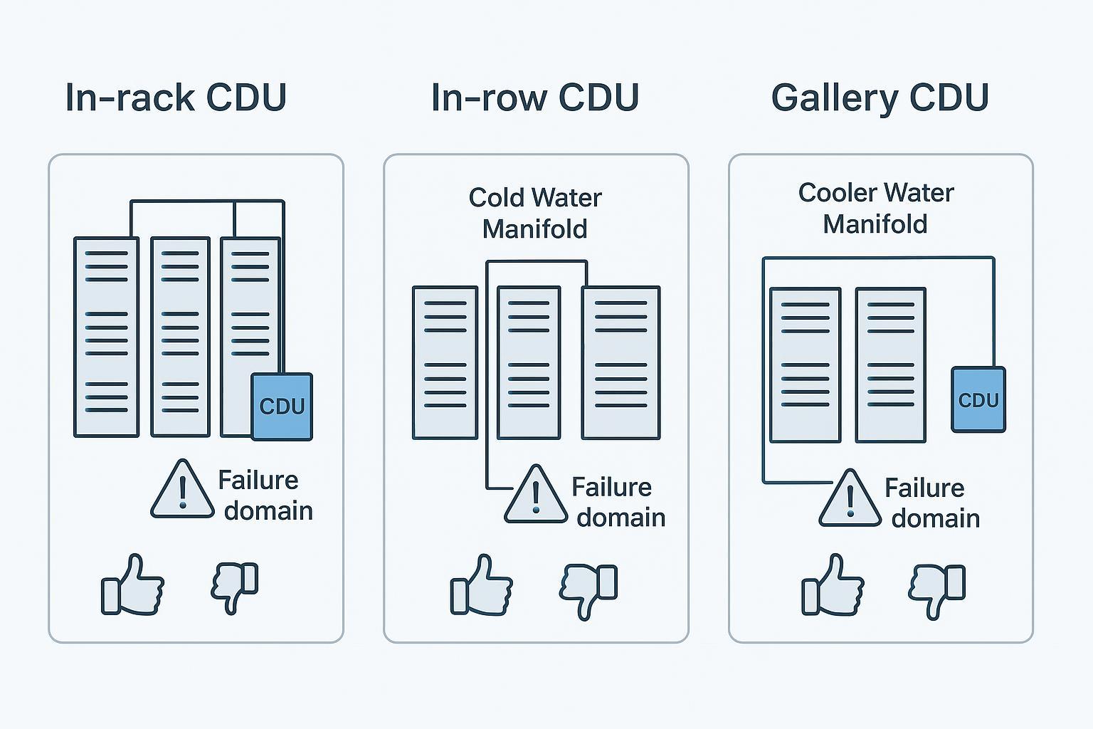 Infographic showing sizing workflow: rack kW &rarr; % heat to liquid &rarr; &Delta;T &rarr; flow (L/min) &rarr; head (psi)