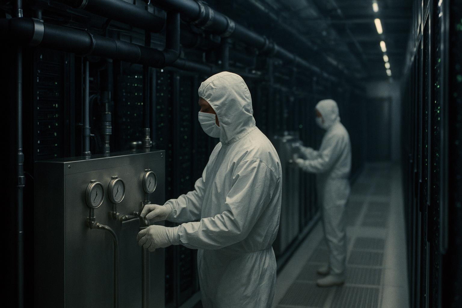 Comparative diagram of in-rack, in-row, and gallery CDU layouts with failure domains and pros/cons