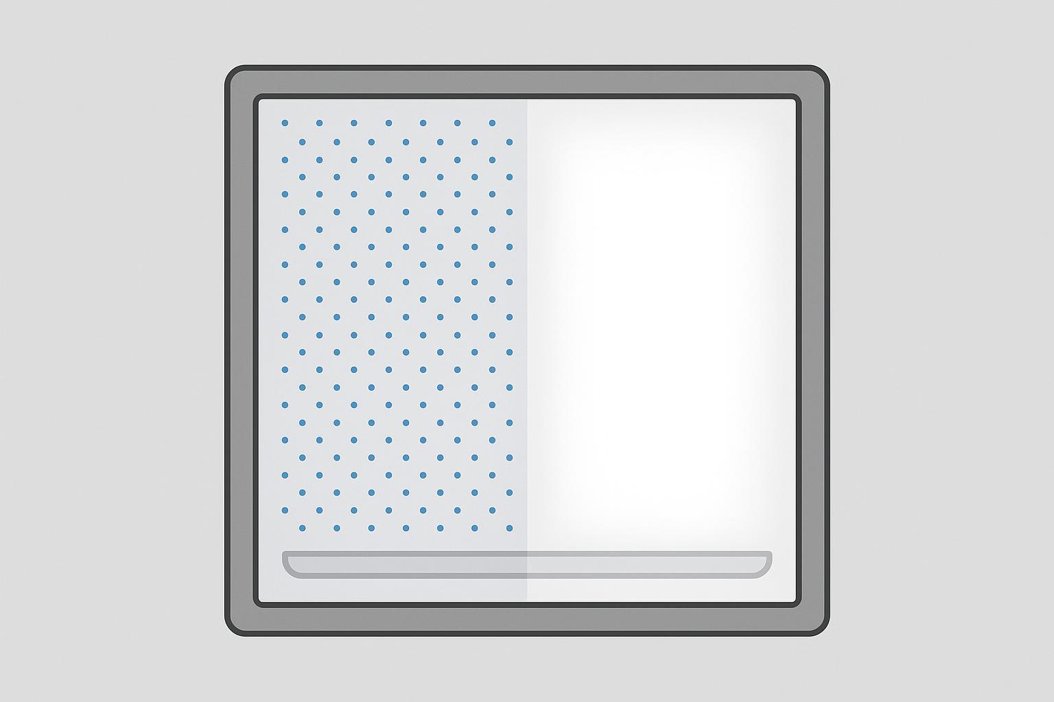 Illustration showing dot pattern hotspots vs smooth uniform illumination on an LED panel