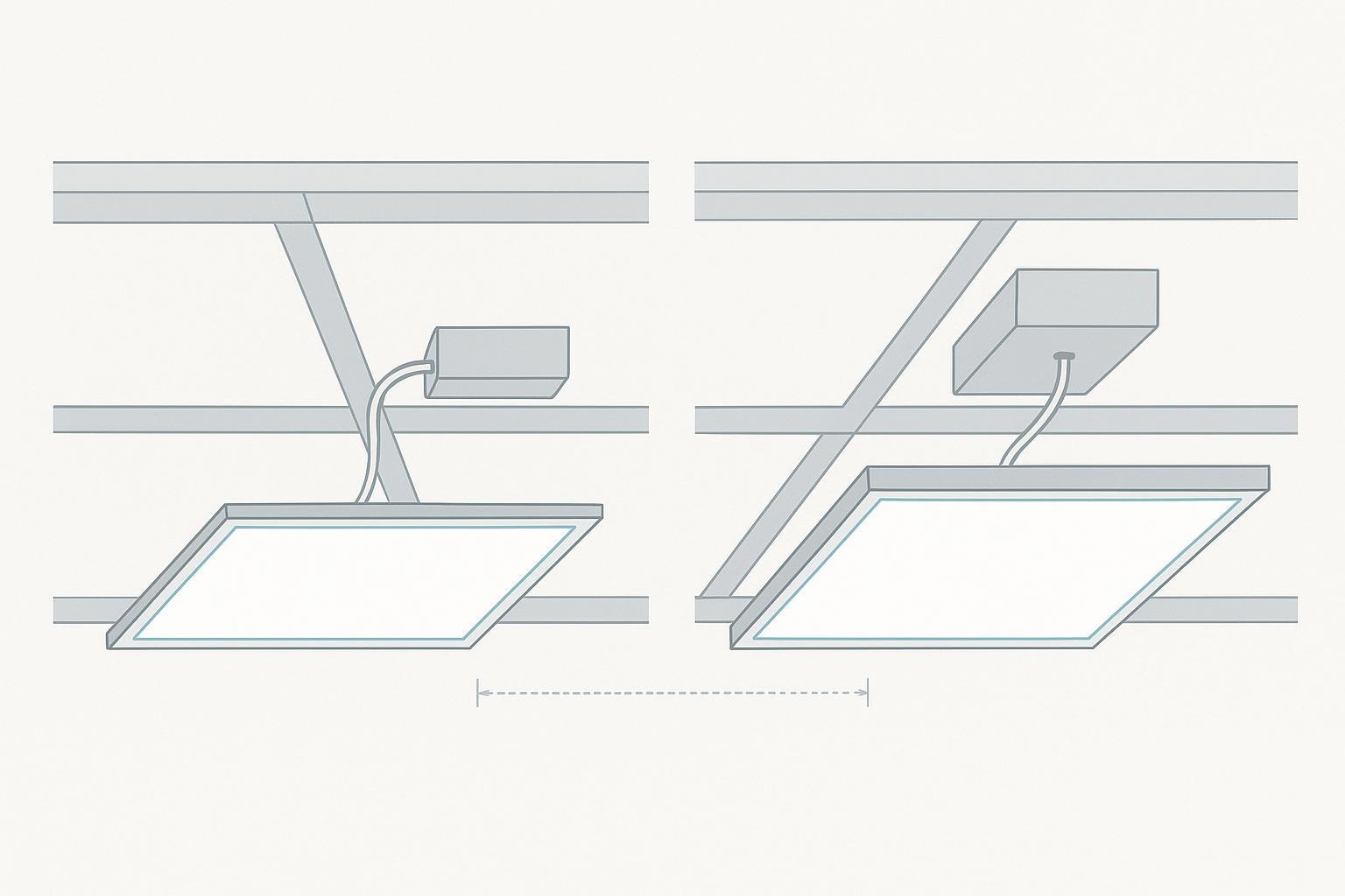 Illustration of glare control optics for office LED panels using honeycomb and microprismatic diffusers
