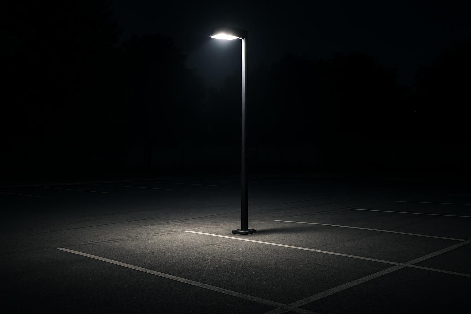 Fotorealistisches Strahlmuster der Au&szlig;enbeleuchtung, das zeigt, wie sich die Lichtverteilung auf die wahrgenommene Helligkeit auswirkt
