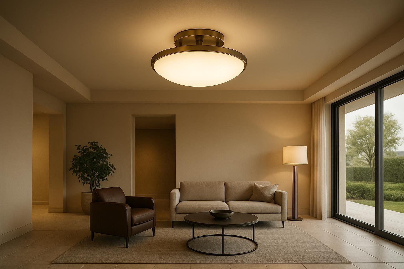 Decorative semi-flush ceiling light in a modern lobby