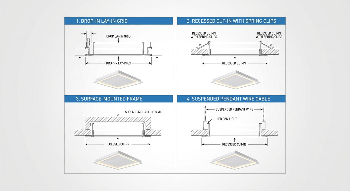 LED panel light installation methods diagram