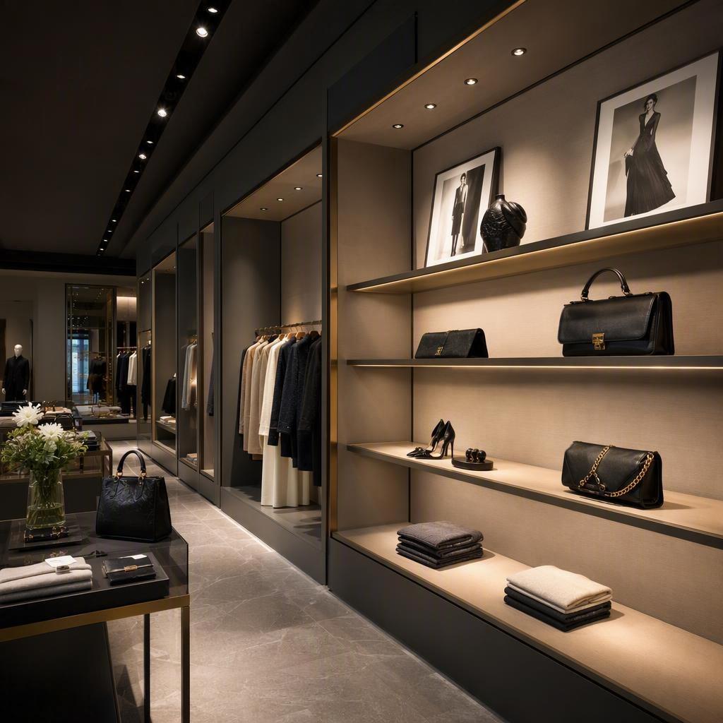 COB spotlights casting focused accent beams on merchandise in a premium boutique