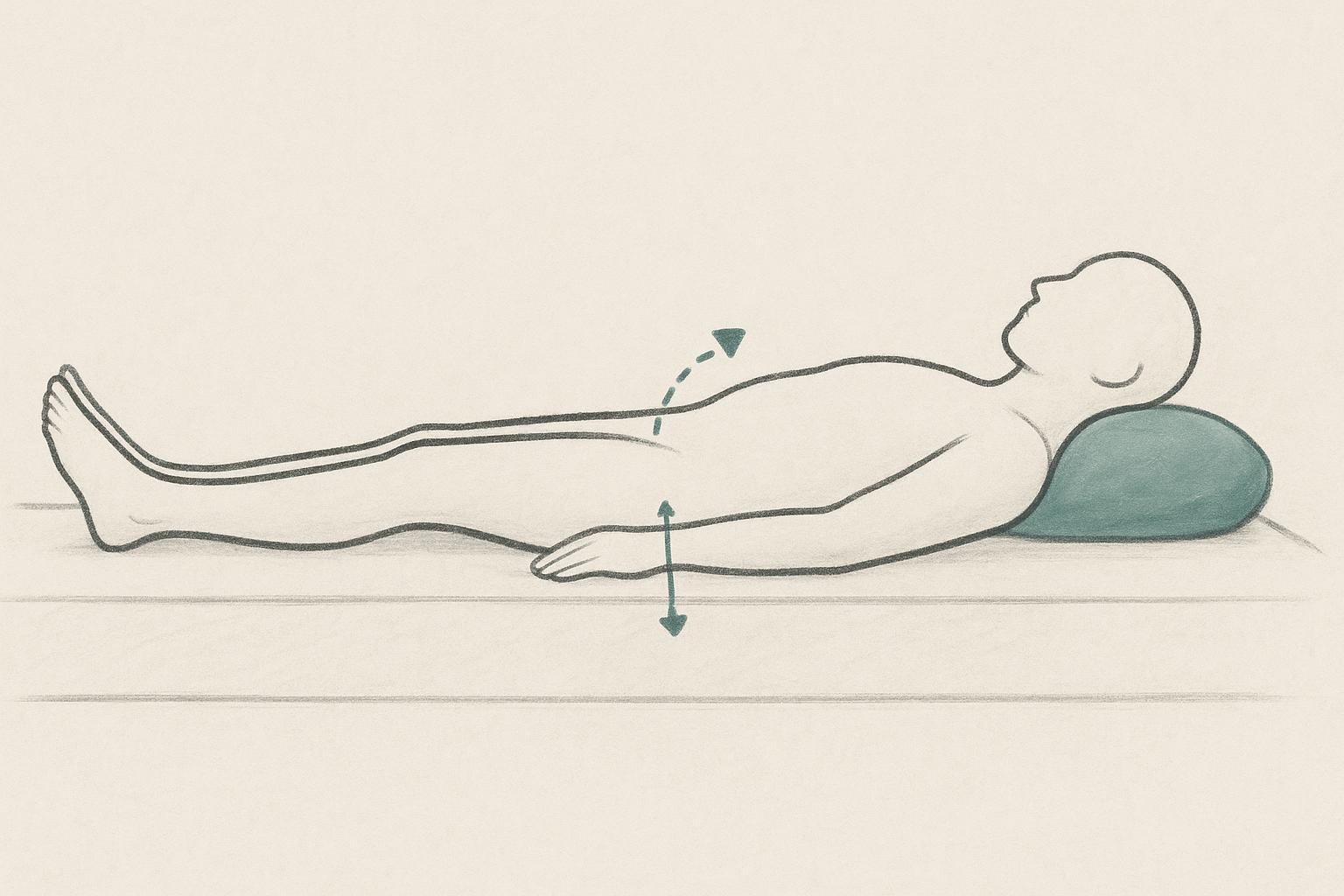 Diagram showing pelvic tilt with a small pillow under the sacrum in supine position