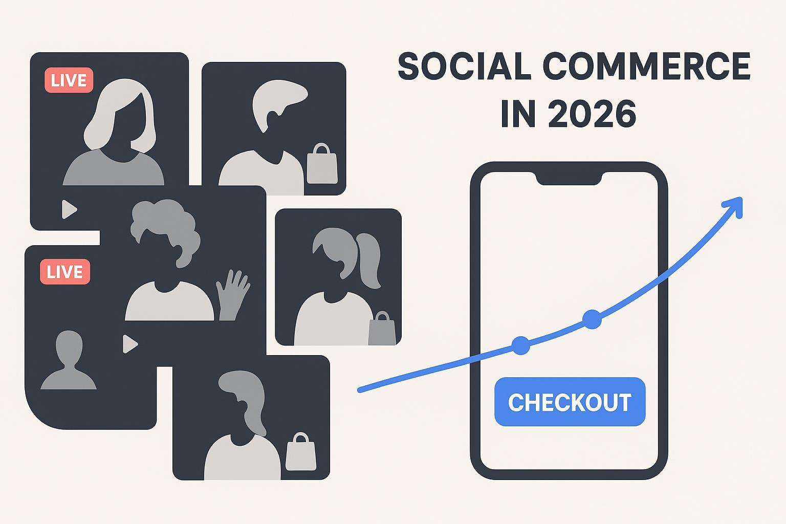 Influencer Marketing Trends 2026 - Social Commerce visualization showing creators, shopping, and brand partnerships