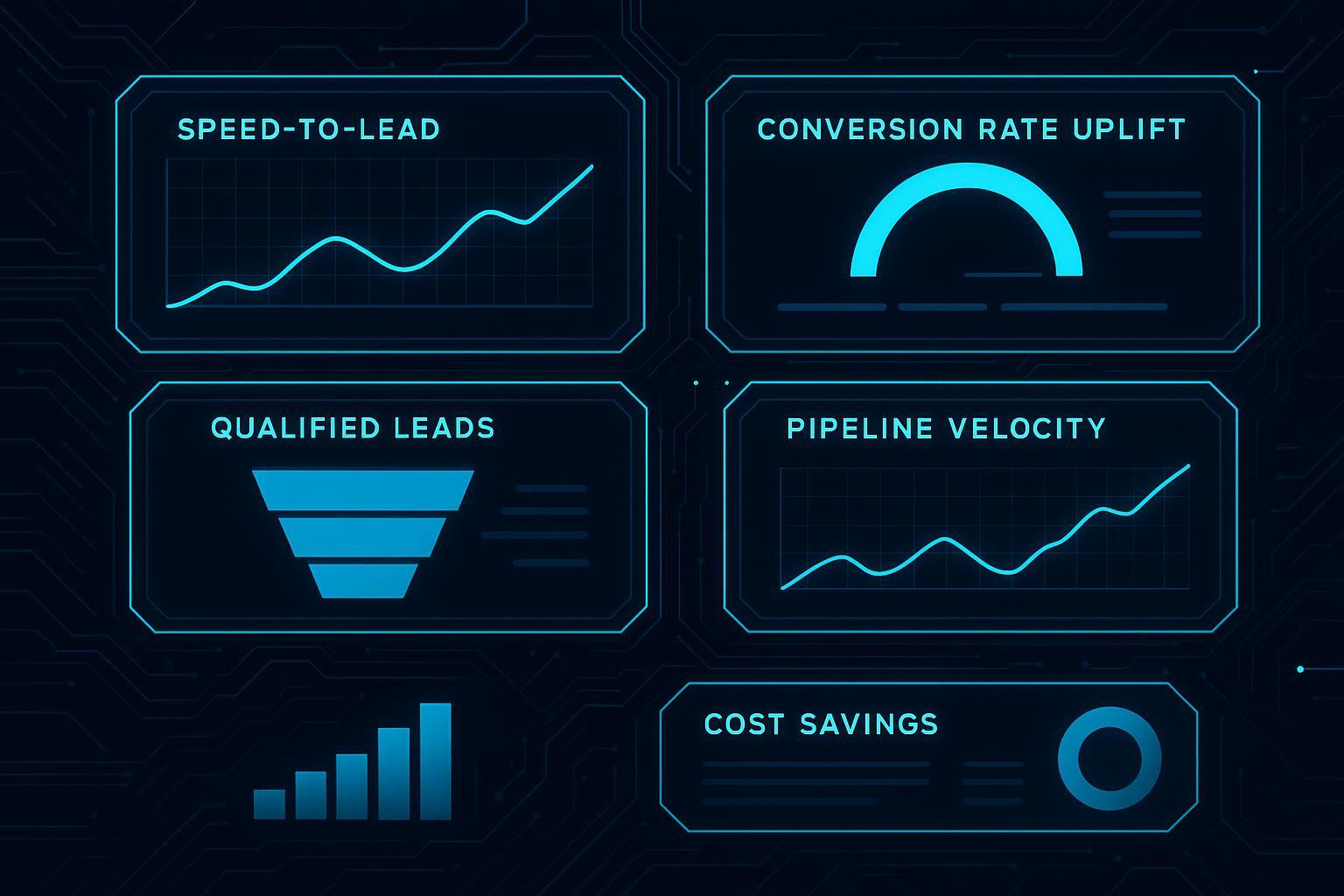 Dashboard-style view of conversational sales metrics and conversion impact