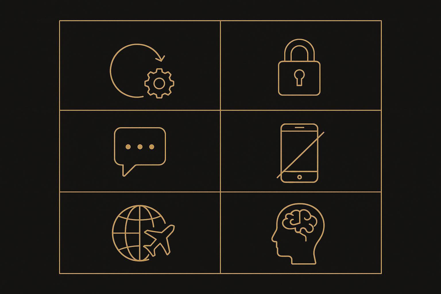 Most secure phone checklist infographic: updates, privacy boundaries, communications, device loss, travel, AI data processing
