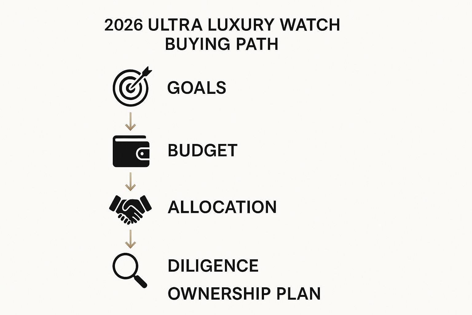 A checklist graphic showing a stepwise 2026 buying path: goals → budget → allocation → diligence → ownership plan.