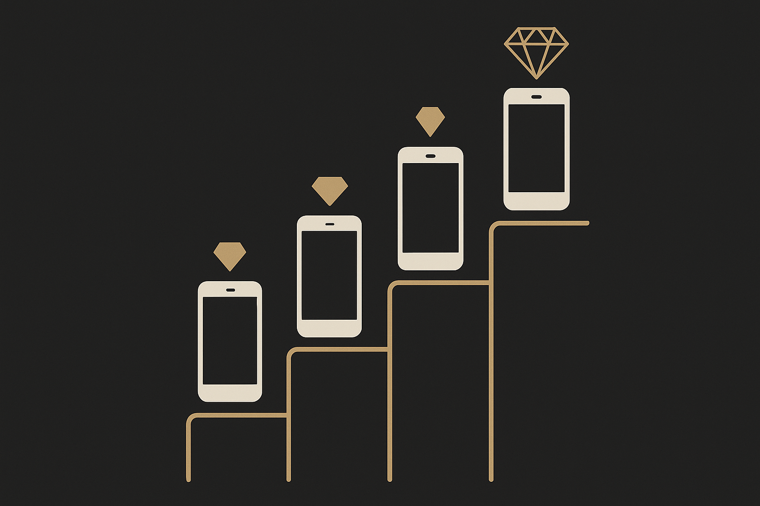 A split graphic of materials (gold, titanium, diamonds) and services (concierge, secure wallets) by maker tiers