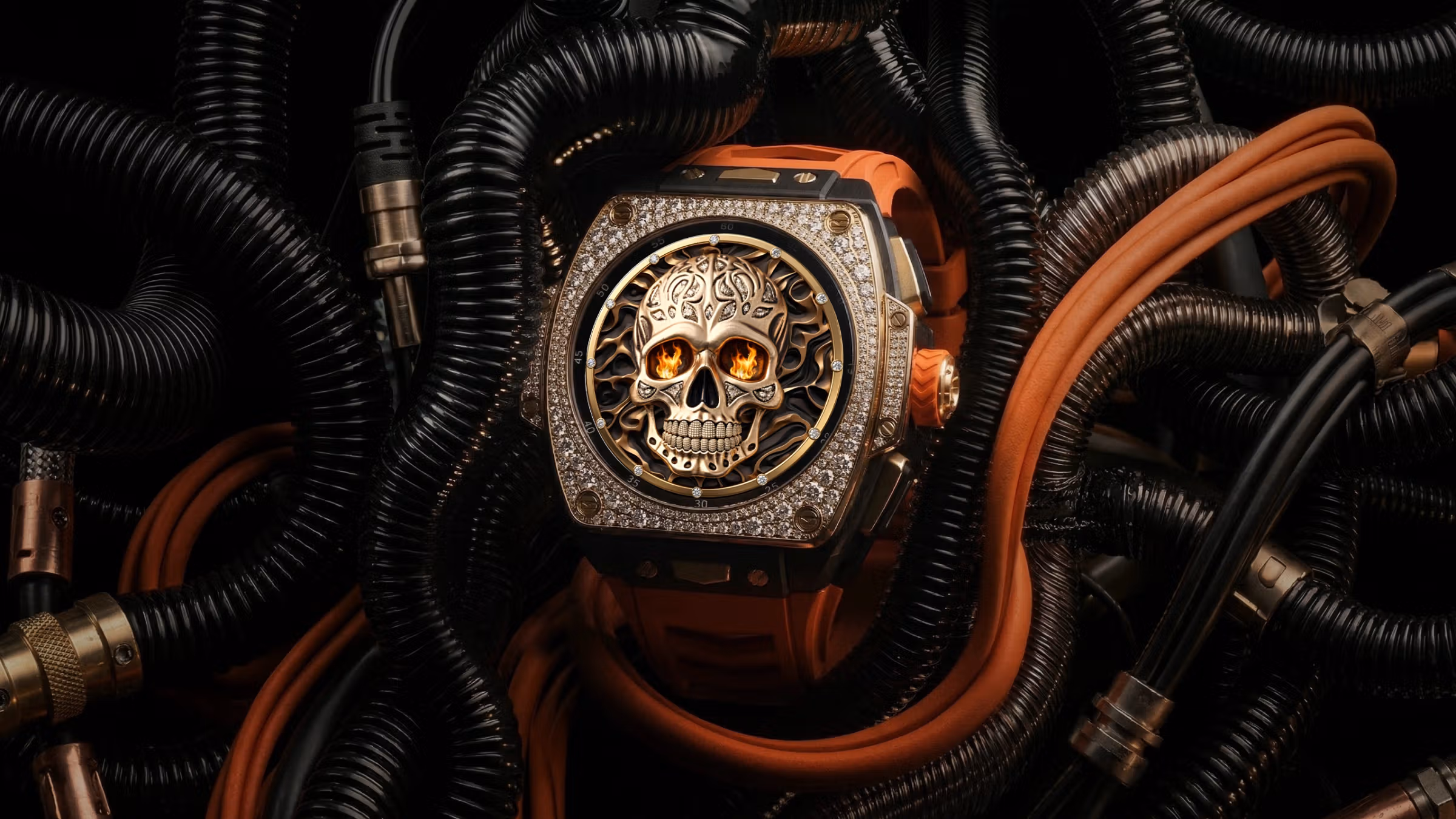 A refined flat-lay of luxury watches, documents, and a jeweler’s loupe on dark leather