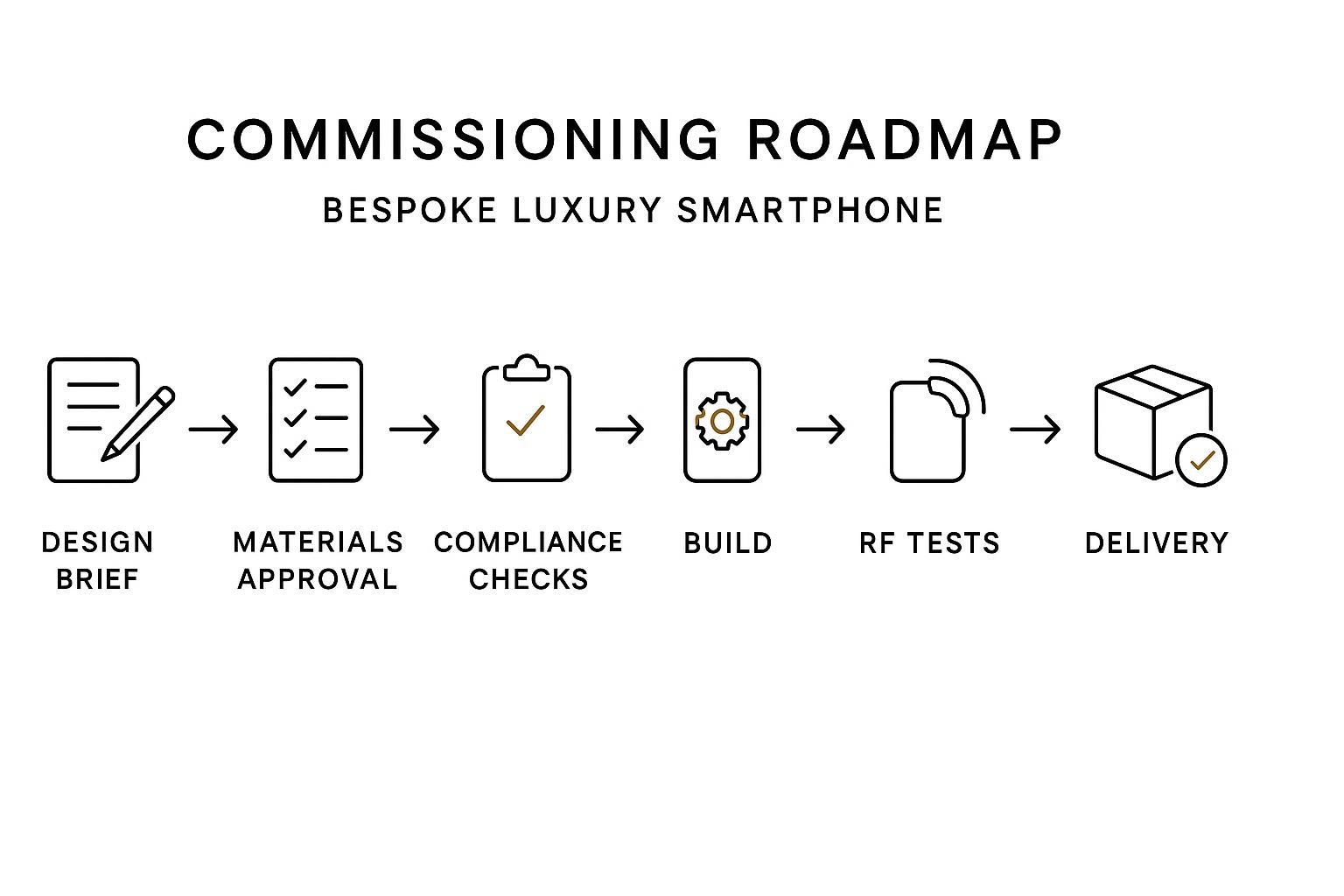A simple commissioning roadmap: design brief → materials approval → compliance checks → build → RF tests → documentation → delivery