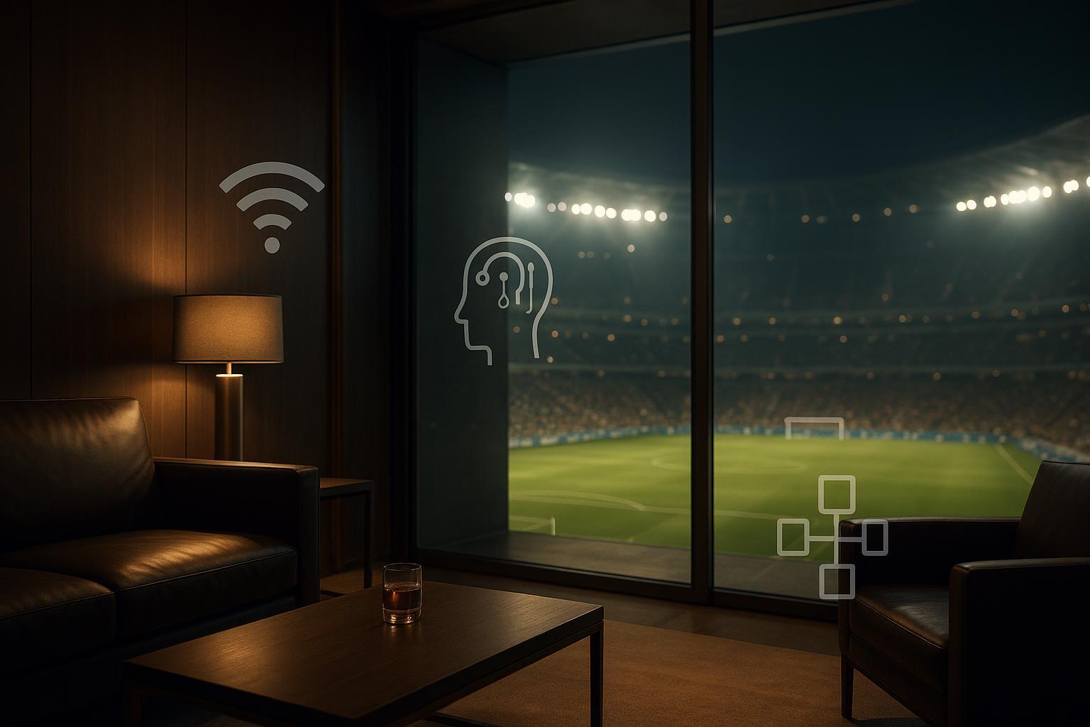 AI concierge timeline from airport arrival to suite entry to post-match transfers with privacy callouts