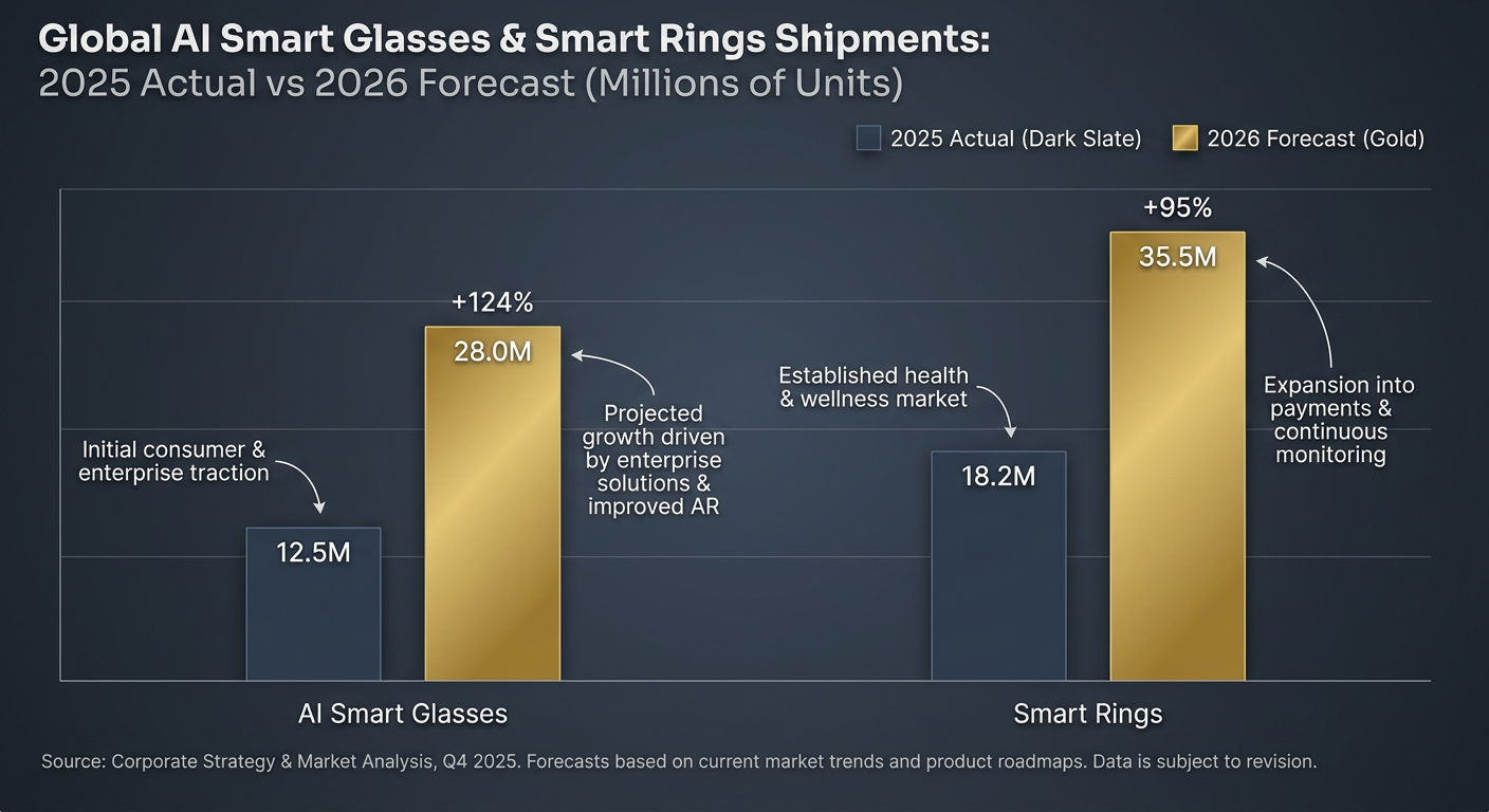 Comparative Shipment Chart - AI Glasses and Smart Rings